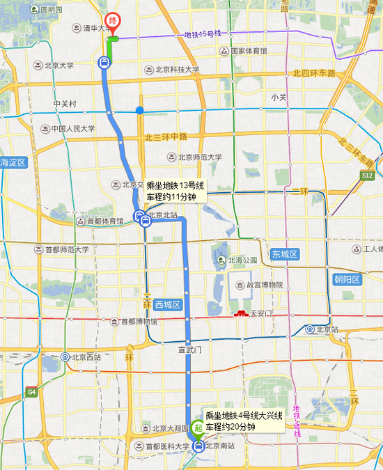北京南站到北京林業(yè)大學(xué)