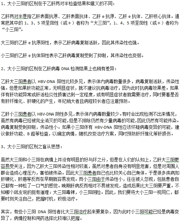 肝損傷中大肝三陽(yáng)和小肝三陽(yáng)的區(qū)別