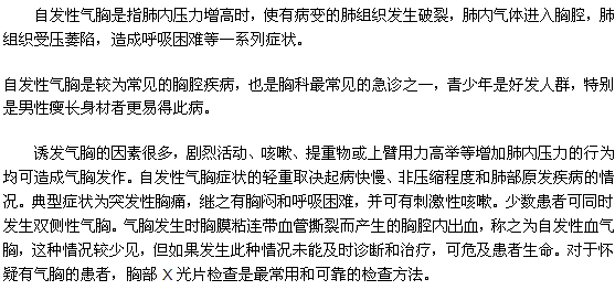 自發(fā)性氣胸隨時會發(fā)生年輕人也不例外