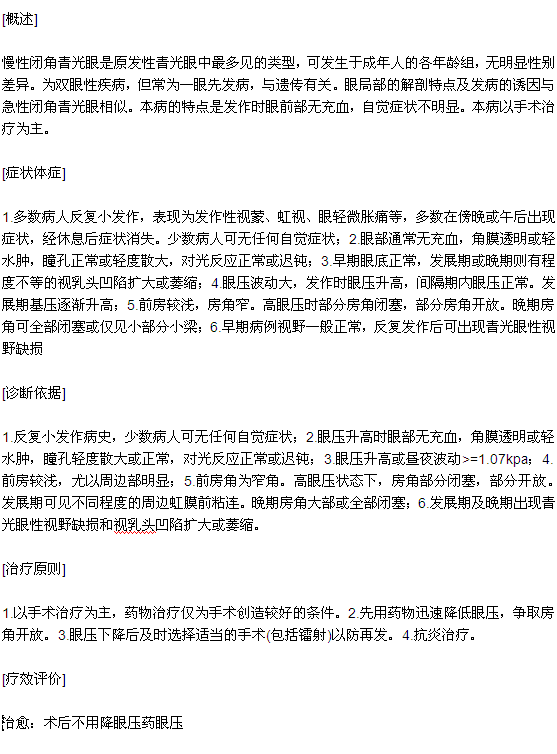 慢性閉角青光眼詳細(xì)介紹