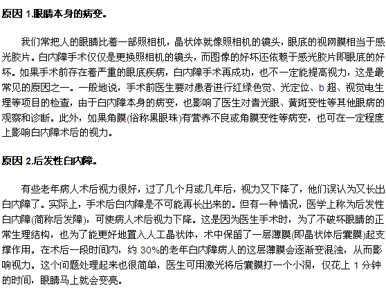 白內障手術后視力模糊這是為什么