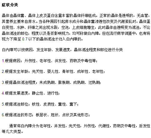 白內(nèi)障的兩種分類方法