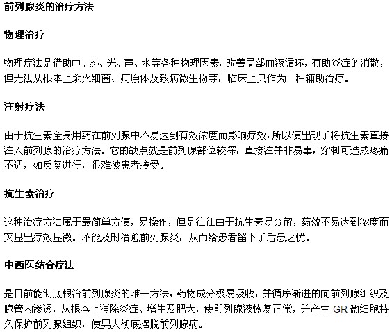 男性患上前列腺炎有何治療方法？