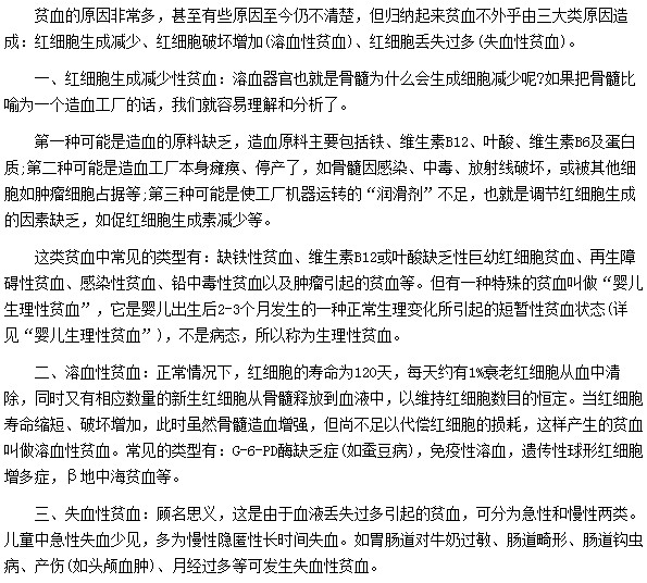 失血性貧血|溶血性貧血|紅細胞生成減少性貧血是貧血的三大主因