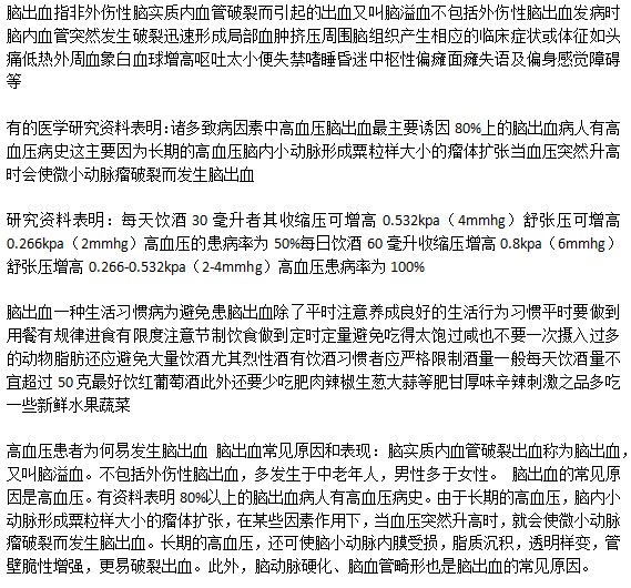 飲酒會導(dǎo)致腦出血嗎？