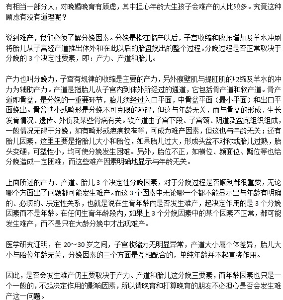 難產(chǎn)與晚婚晚育有關(guān)系嗎