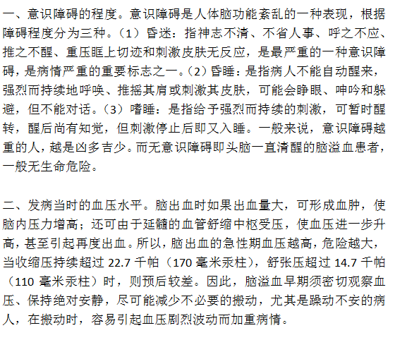 兩方面判斷腦溢血病人預后