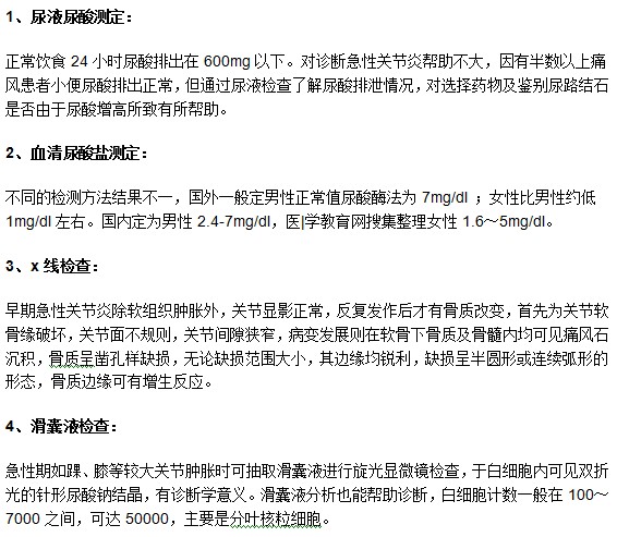  痛風(fēng)患者如果確診需要接受哪些檢查？