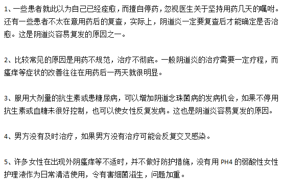 滴蟲性陰道炎久治不愈且病情反復(fù)的原因有哪些？