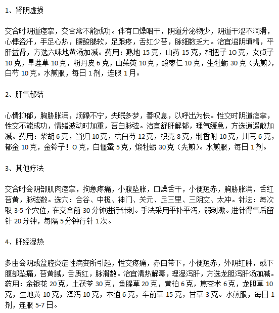 陰道痙攣的中醫(yī)辨證治療方法有哪些？