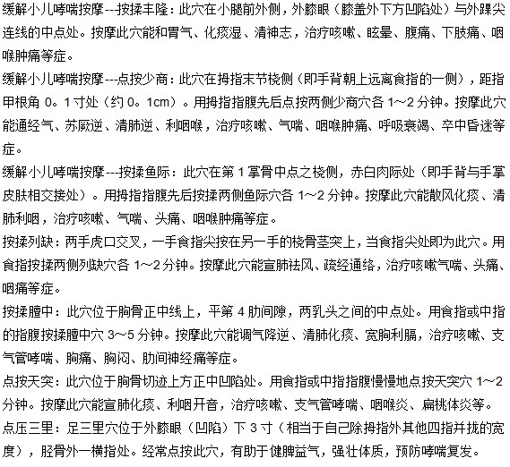 你知道緩解小兒哮喘的按摩方法有哪些嗎？