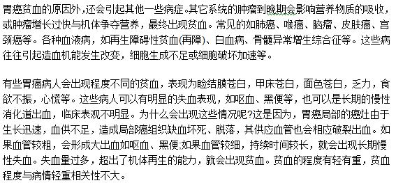 導(dǎo)致胃癌貧血的原因是什么？