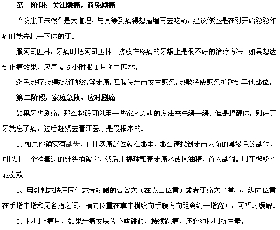 牙疼的分階段對(duì)抗療法