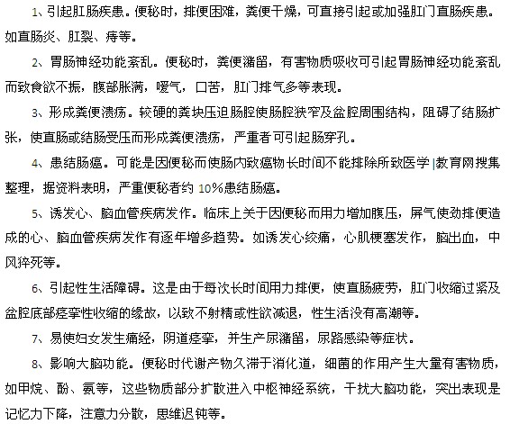 嚴(yán)重便秘會引發(fā)哪些疾病