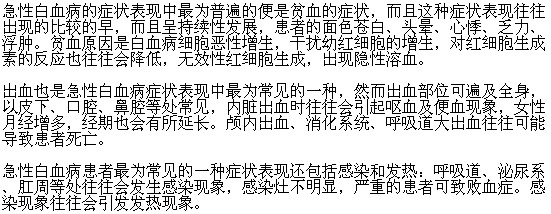 患上急性白血病有哪些癥狀表現(xiàn)？