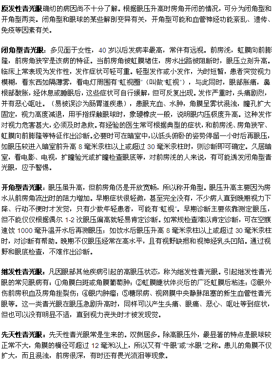 3大類青光眼的詳細(xì)介紹
