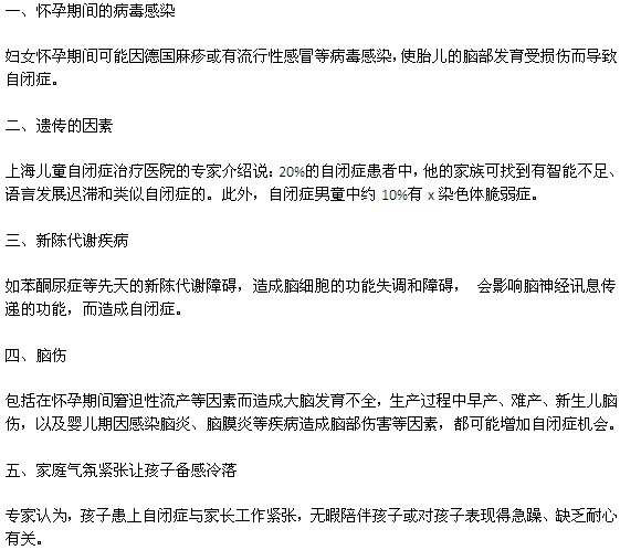 哪些因素會(huì)導(dǎo)致小孩患自閉癥？