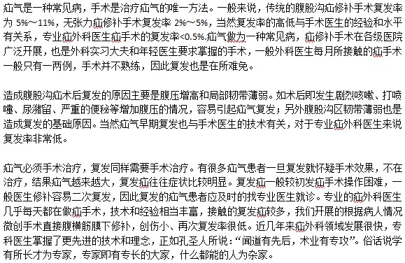 手術(shù)后疝氣還會(huì)復(fù)發(fā)嗎？復(fù)發(fā)后如何治療？