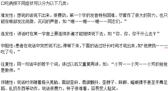 口吃都分哪些類(lèi)型