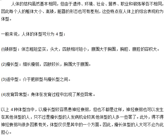 人體體型與神經(jīng)衰弱間有什么關系？