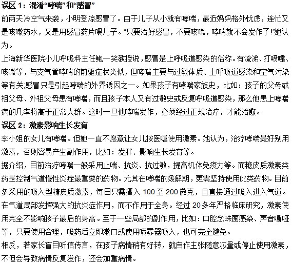 你對(duì)于小兒哮喘的認(rèn)識(shí)有誤區(qū)嗎？