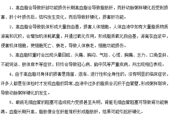 高血脂會對身體造成這五大類傷害