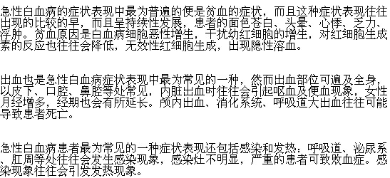 急性白血病的癥狀表現(xiàn)有哪些？