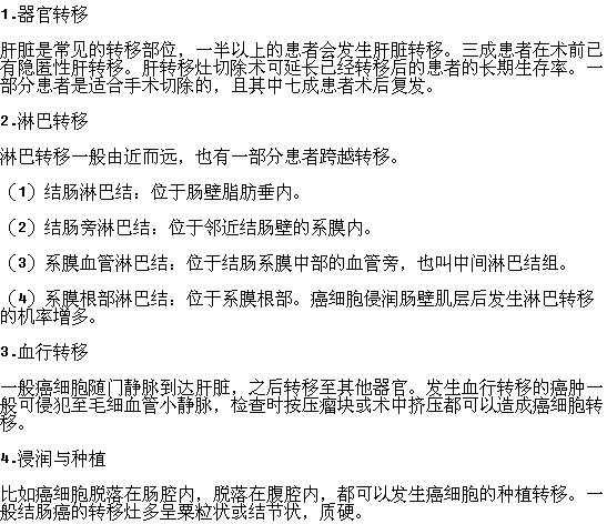 結(jié)腸癌有哪些轉(zhuǎn)移途徑？