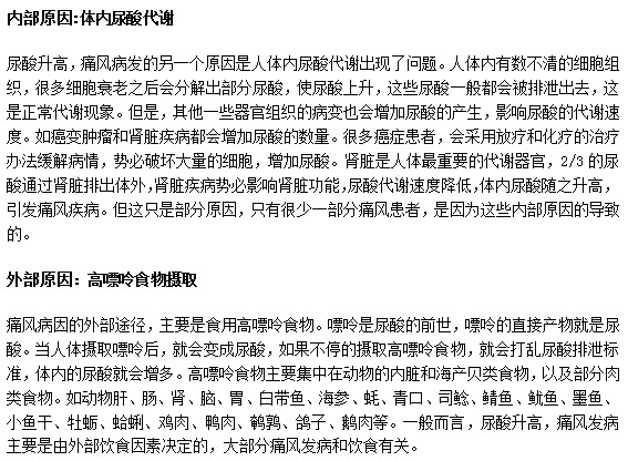 從內(nèi)科原因和外部原因分析痛風(fēng)病因