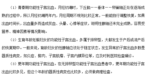 功能性子宮出血有哪些類型？