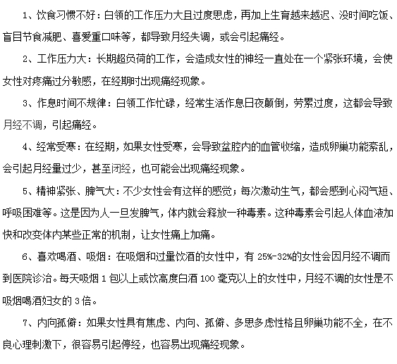 痛經(jīng)常見(jiàn)的七大類原因