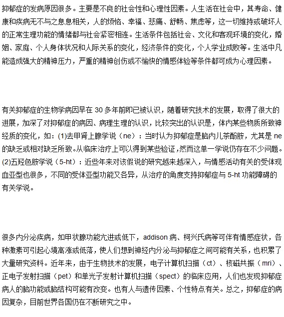 抑郁癥發(fā)病機制及其病因