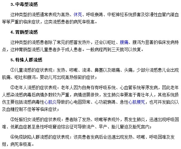 流感病毒的癥狀有哪些？