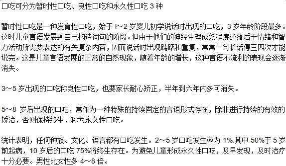 兒童口吃三種分類解讀