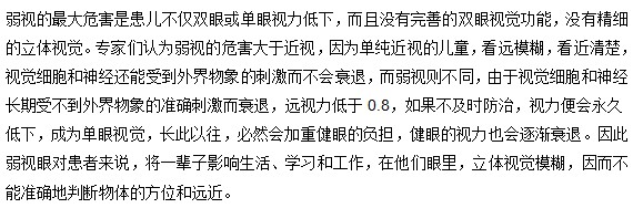 弱視的最大危害是什么