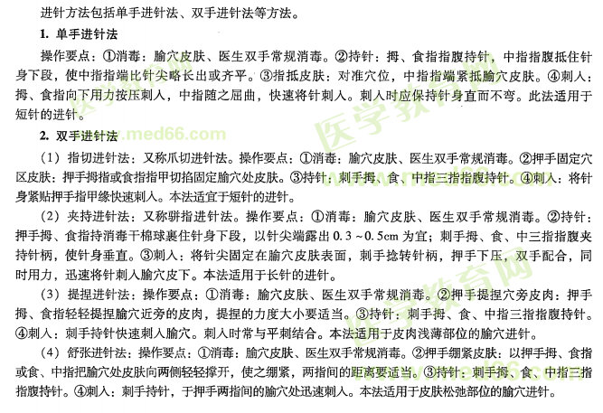 2019年中醫(yī)醫(yī)術確有專長《針灸技術》基礎知識講解:毫針進針法