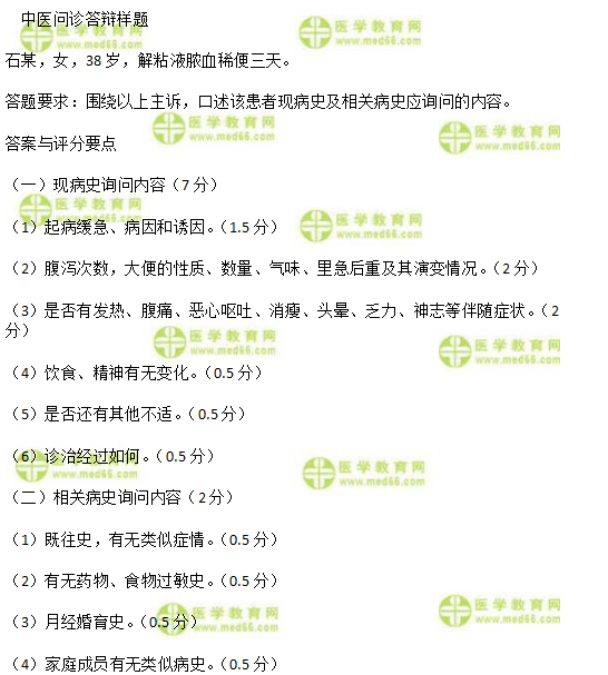 實(shí)踐技能中醫(yī)問(wèn)診樣題|評(píng)分標(biāo)準(zhǔn)