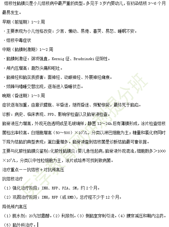 臨床助理醫(yī)師備考重點(diǎn)-小兒結(jié)核性腦膜炎、消化系統(tǒng)疾病