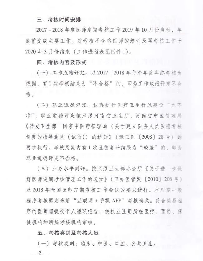 　　哪些醫(yī)師應(yīng)當(dāng)參加河南第五周期（2017-2018年度）醫(yī)師定期考核？（附通知）