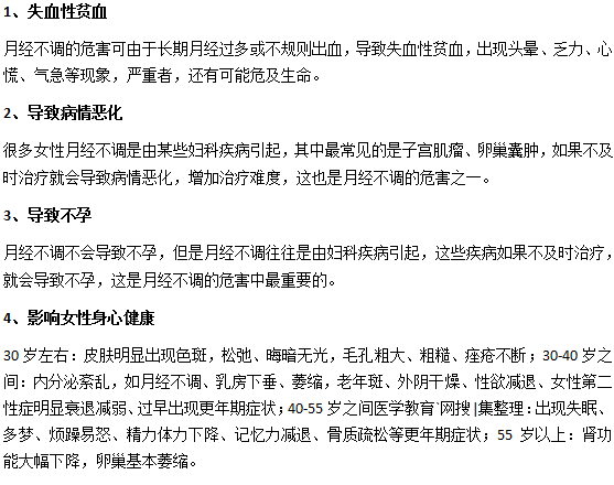 月經(jīng)不調(diào)對(duì)女人會(huì)造成什么危害？