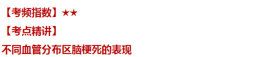 不同血管分布區(qū)腦梗死的表現(xiàn)——臨床執(zhí)業(yè)醫(yī)師歷年重點內(nèi)容 不同血管分布區(qū)腦梗死的表現(xiàn)——臨床執(zhí)業(yè)醫(yī)師歷年重點內(nèi)容