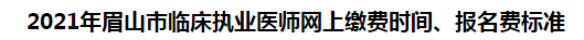 2021年眉山市臨床執(zhí)業(yè)醫(yī)師網(wǎng)上繳費時間、報名費標準