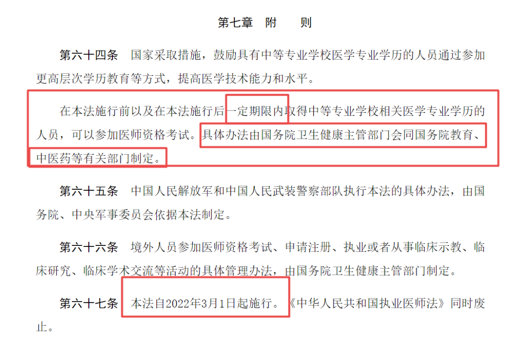 新版醫(yī)師法關于中專學歷的報考說明
