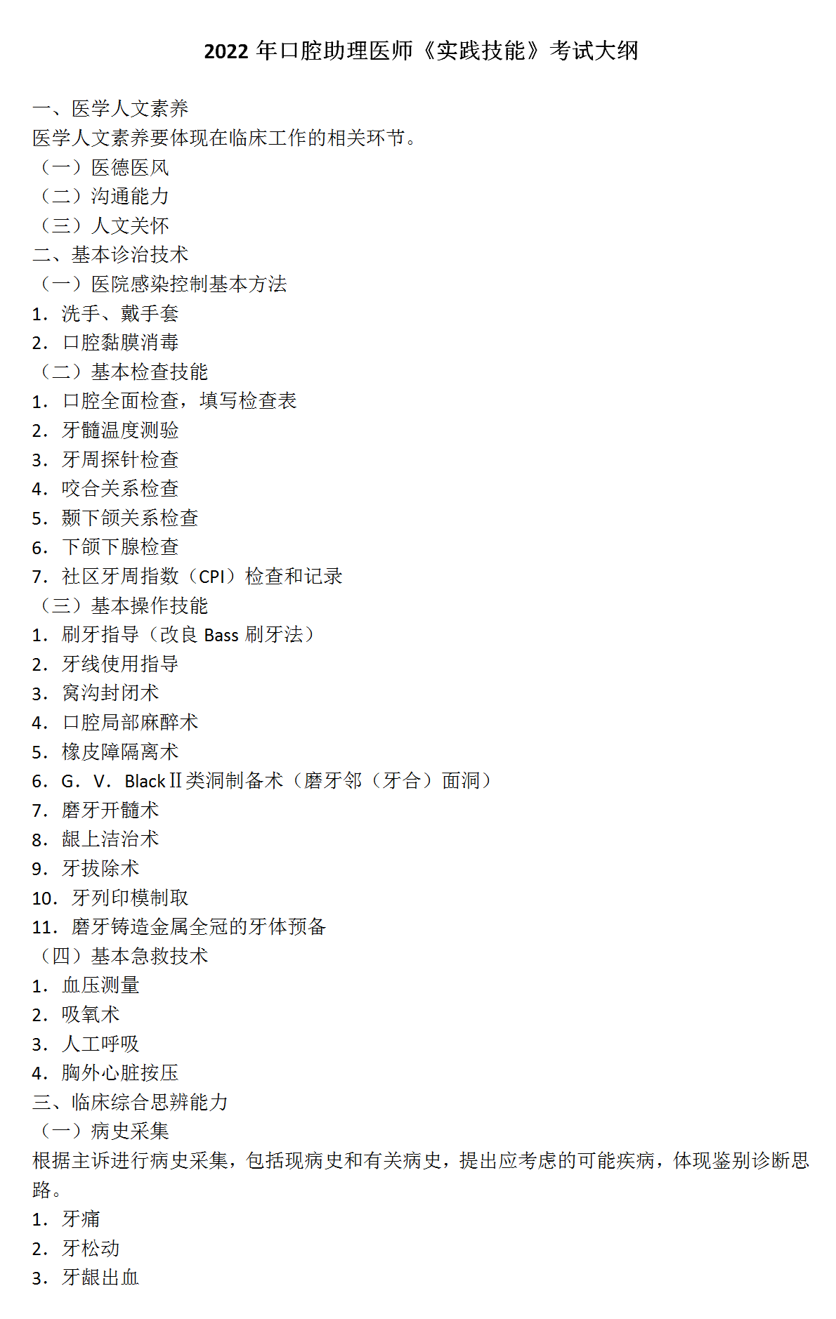 19.2022年口腔助理醫(yī)師《實踐技能》考試大綱_01