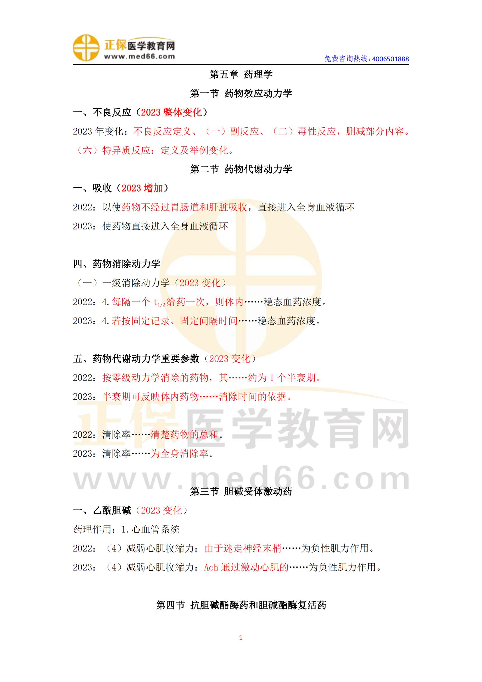 5.2023年公衛(wèi)執(zhí)業(yè)醫(yī)師《藥理學(xué)》變動(dòng)匯總_00 5.2023年公衛(wèi)執(zhí)業(yè)醫(yī)師《藥理學(xué)》變動(dòng)匯總_00