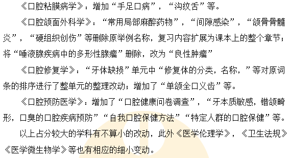 2024口腔執(zhí)業(yè)助理醫(yī)師考試大綱變動(dòng)（綜合考試）