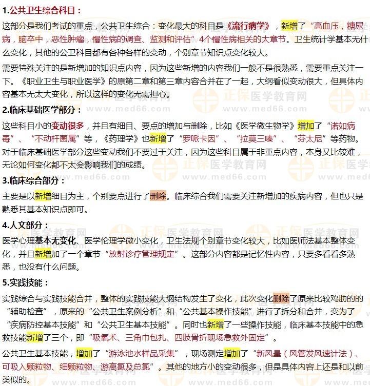 2024公衛(wèi)執(zhí)業(yè)醫(yī)師考試大綱變動